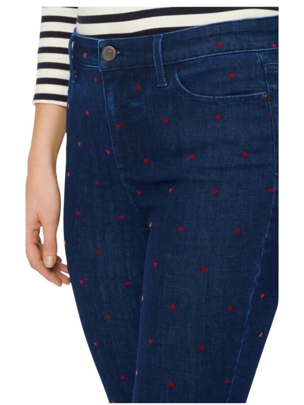 Dark Indigo Heart-Embroidered Women’s Jeans Talbots 8 petite